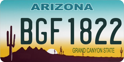 AZ license plate BGF1822