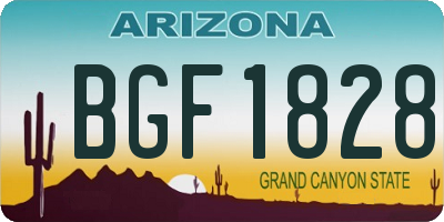 AZ license plate BGF1828