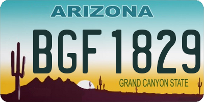 AZ license plate BGF1829