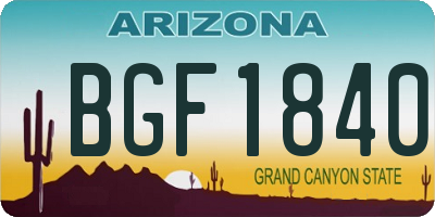 AZ license plate BGF1840
