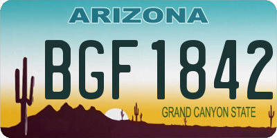 AZ license plate BGF1842