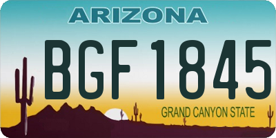 AZ license plate BGF1845