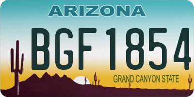 AZ license plate BGF1854