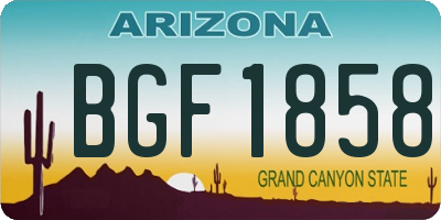 AZ license plate BGF1858