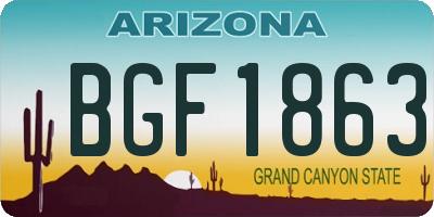 AZ license plate BGF1863