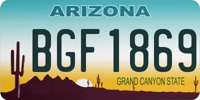 AZ license plate BGF1869