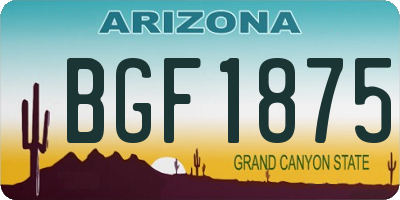 AZ license plate BGF1875
