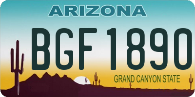 AZ license plate BGF1890
