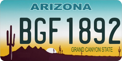 AZ license plate BGF1892