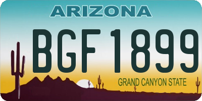 AZ license plate BGF1899
