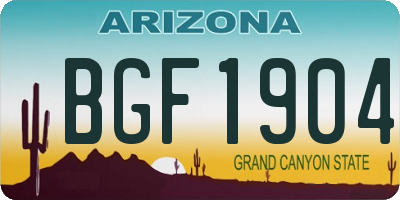 AZ license plate BGF1904