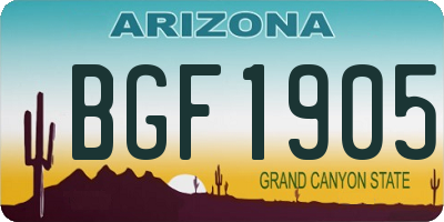 AZ license plate BGF1905