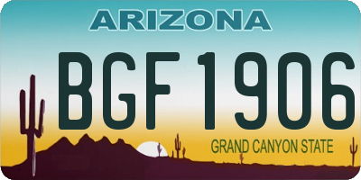 AZ license plate BGF1906