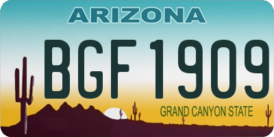 AZ license plate BGF1909