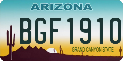 AZ license plate BGF1910