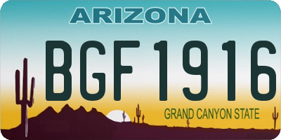 AZ license plate BGF1916