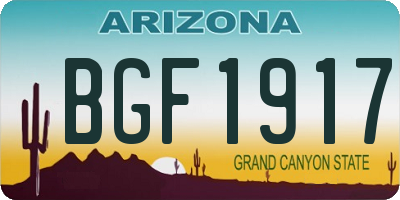 AZ license plate BGF1917
