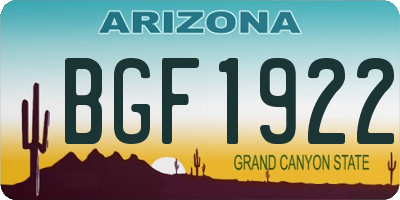 AZ license plate BGF1922