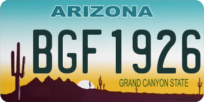 AZ license plate BGF1926