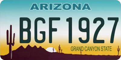 AZ license plate BGF1927
