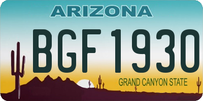 AZ license plate BGF1930