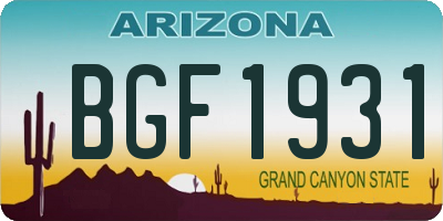 AZ license plate BGF1931
