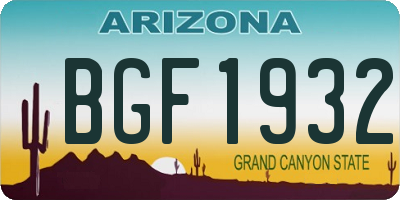 AZ license plate BGF1932