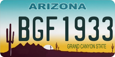 AZ license plate BGF1933