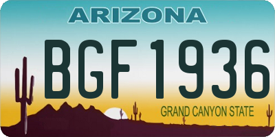 AZ license plate BGF1936