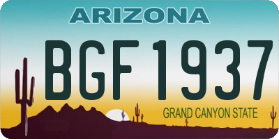 AZ license plate BGF1937