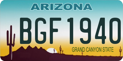 AZ license plate BGF1940