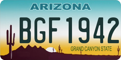 AZ license plate BGF1942