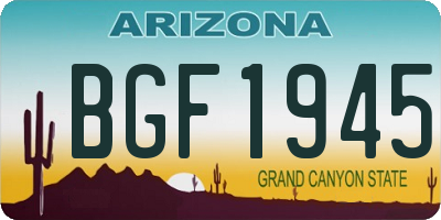 AZ license plate BGF1945