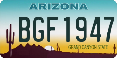AZ license plate BGF1947