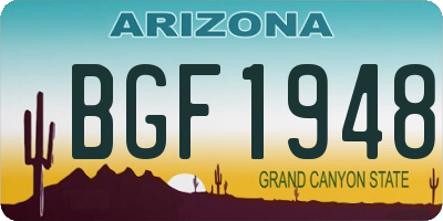 AZ license plate BGF1948