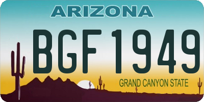 AZ license plate BGF1949