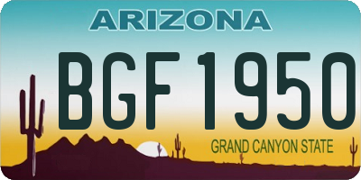 AZ license plate BGF1950