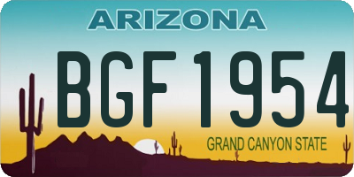 AZ license plate BGF1954