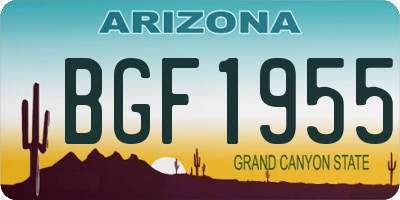 AZ license plate BGF1955
