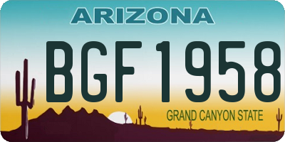 AZ license plate BGF1958