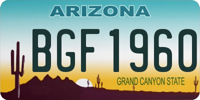 AZ license plate BGF1960