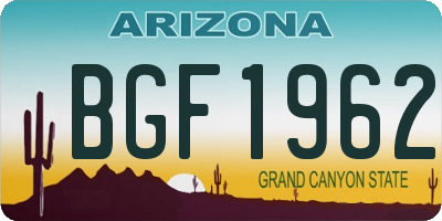 AZ license plate BGF1962
