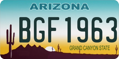 AZ license plate BGF1963