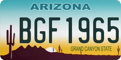 AZ license plate BGF1965