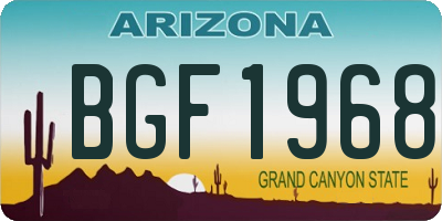 AZ license plate BGF1968