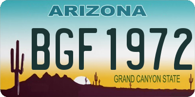 AZ license plate BGF1972