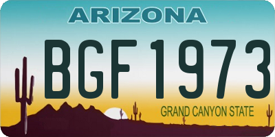 AZ license plate BGF1973