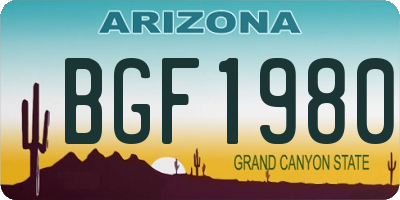AZ license plate BGF1980