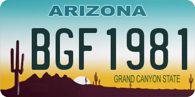 AZ license plate BGF1981