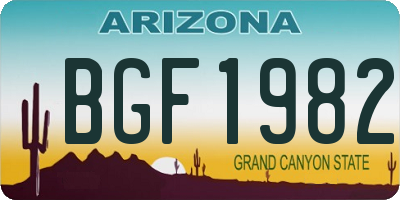 AZ license plate BGF1982